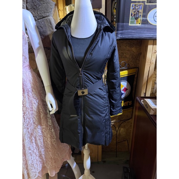 Moncler  Coats Black Polyester, Rabbit fur 434650 - Picture 3 of 3